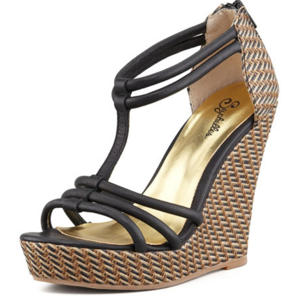 Black Gasp Woven Wedge Sandal